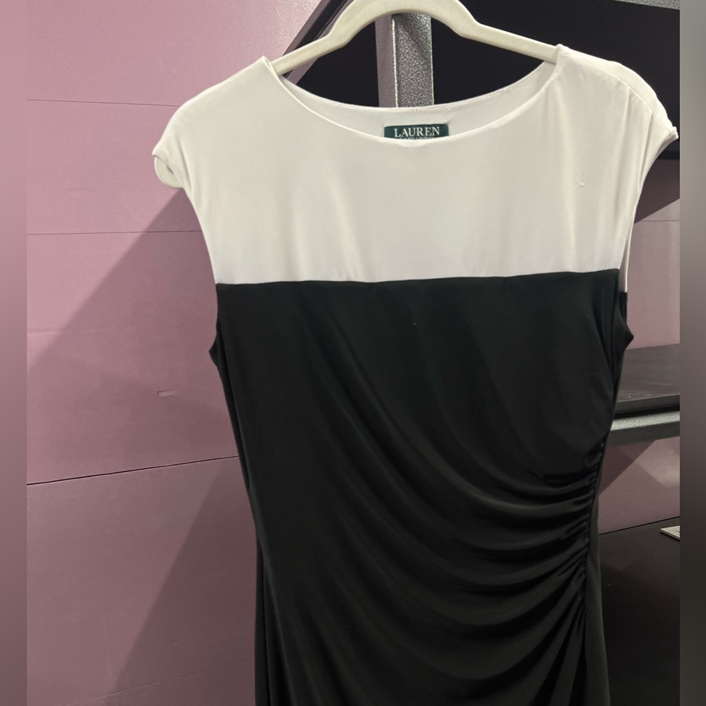 LAUREN RALPH LAUREN Women’s SZ 10 CLASSIC BLACK and WHITE DRESS mid length